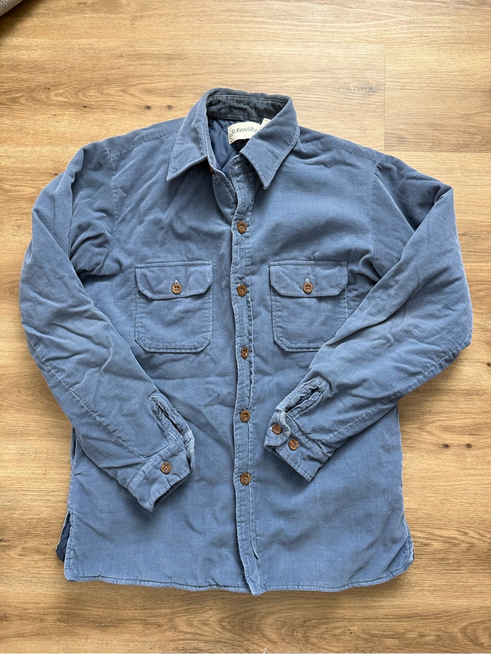 VTG 90s St Johns Bay Quilted Corduroy Faded Blue Shacket M Utility Barn Coat